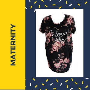 🍼MAMA BEAR • XL maternity top black by DUE TIME roses expecting comfy